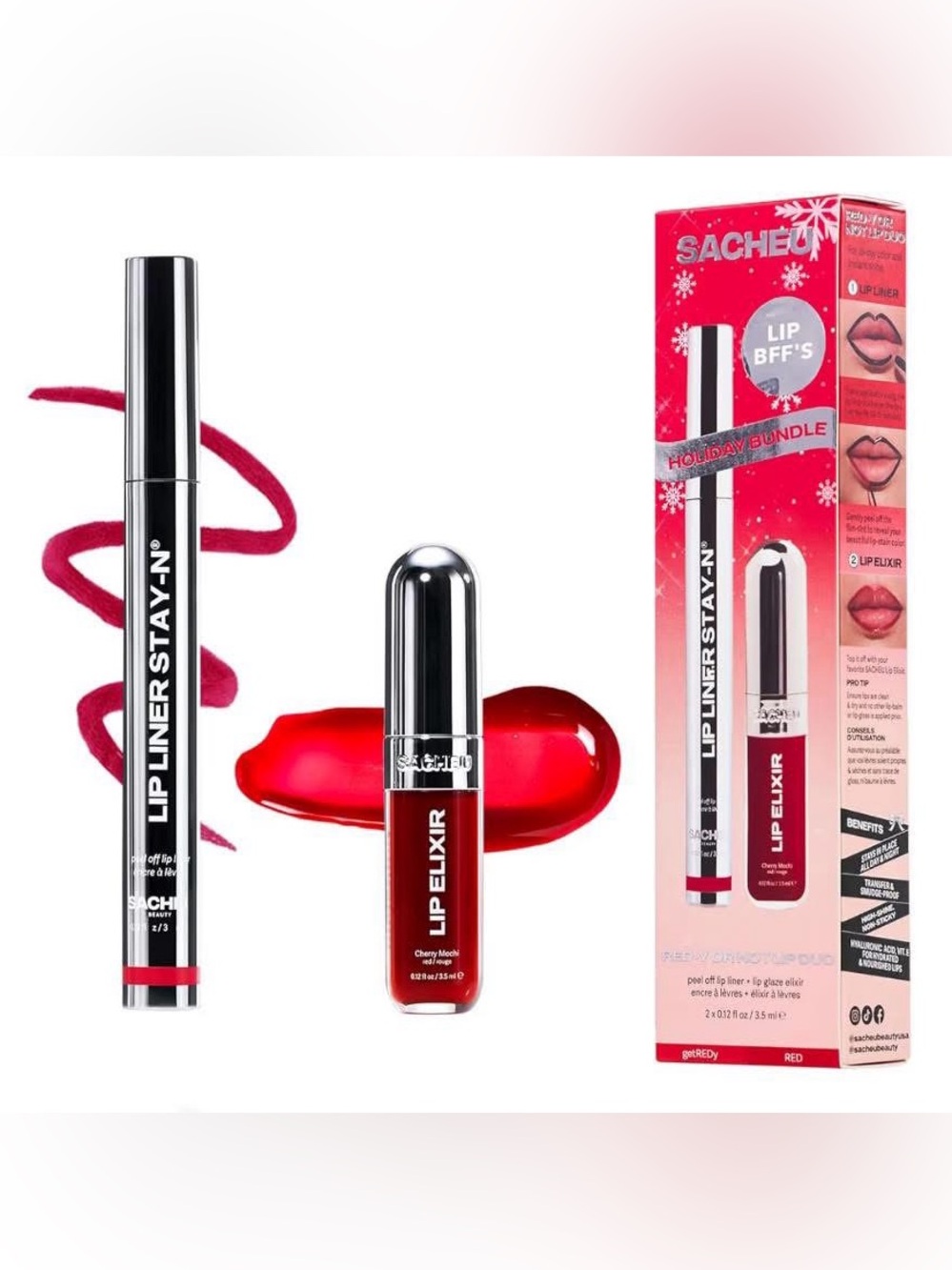 SACHEU Beauty Holiday Bundle RED-Y OR NOT Lip Duo - New In Box RED NEW